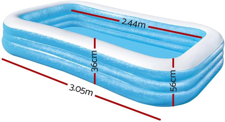 Bestway Family Pool Deluxe, aufblasbares Kinder-Planschbecken 305 x 183 x 56 cm, 305 x 183 x 56 cm