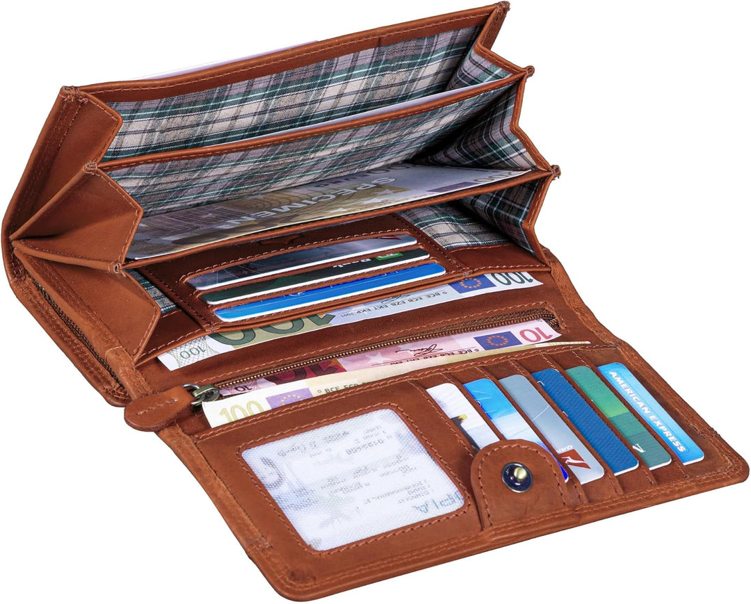 Benthill Portemonnaie Leder Gross - Geldbörse mit RFID Schutz - Geldbeutel aus echtem Rindsleder mit