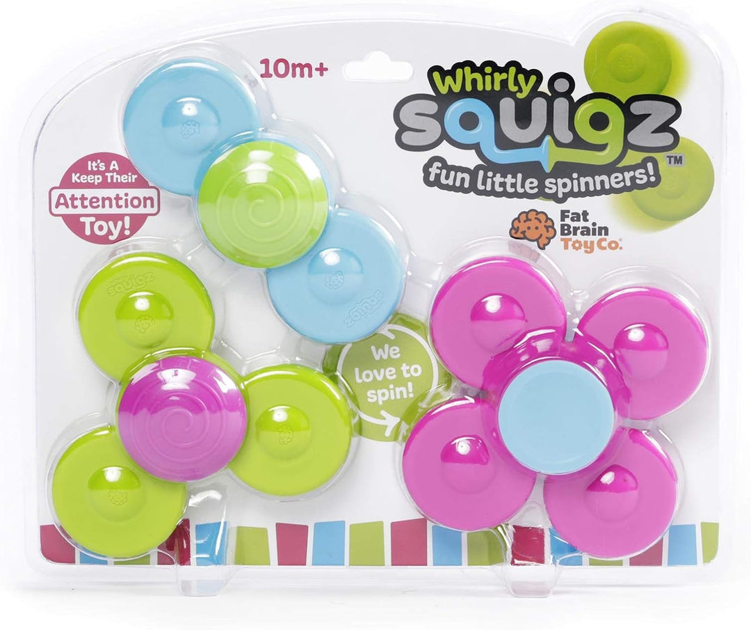 Fat Brain Whirly Squigz, Kids Preschool Toy, Spinning and Stacking Toy with Suction, Toy Building Se