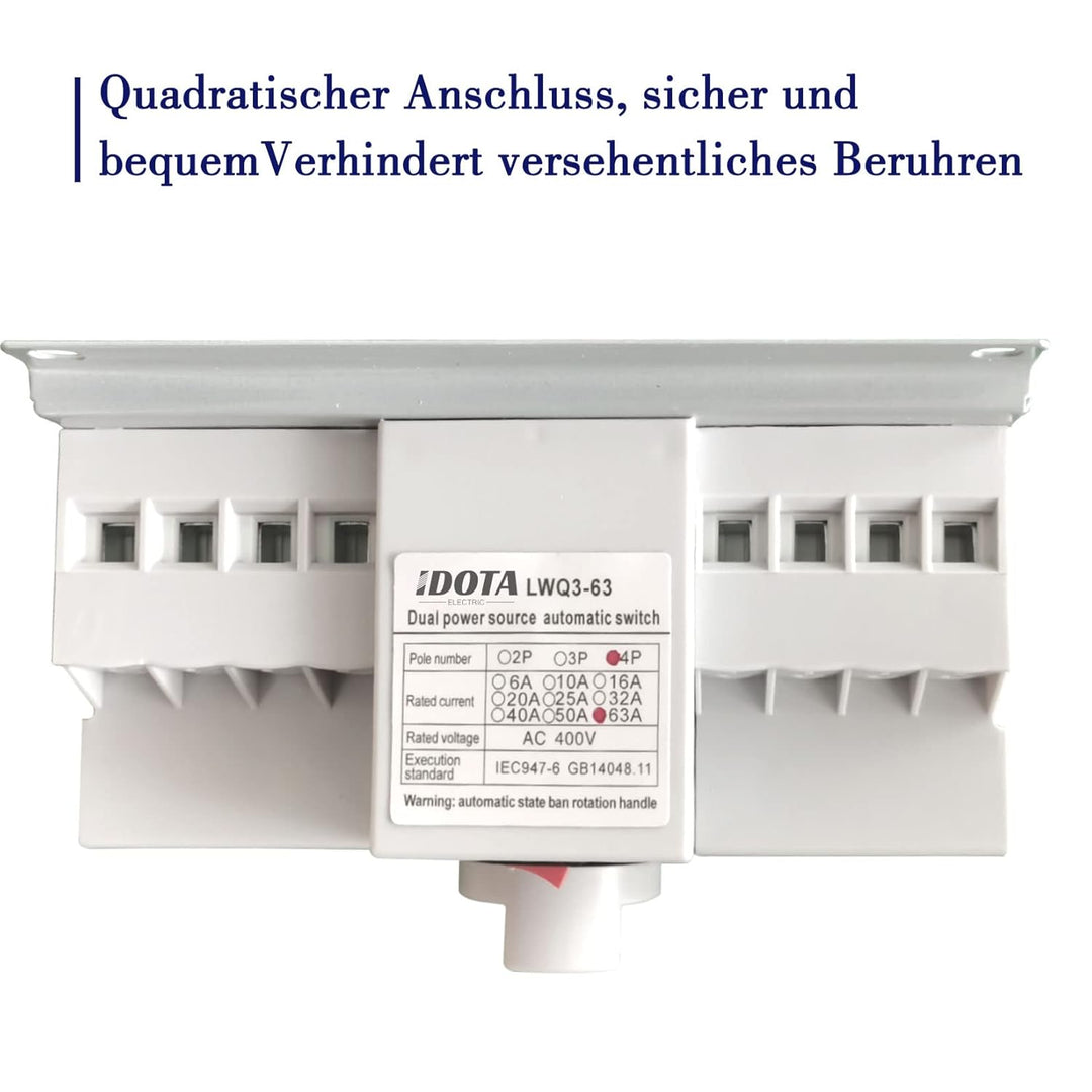 Dual Power Automatischer Transferschalter AC 230V 4P 63A Lastumschalter Notstrom Umschalter Automati