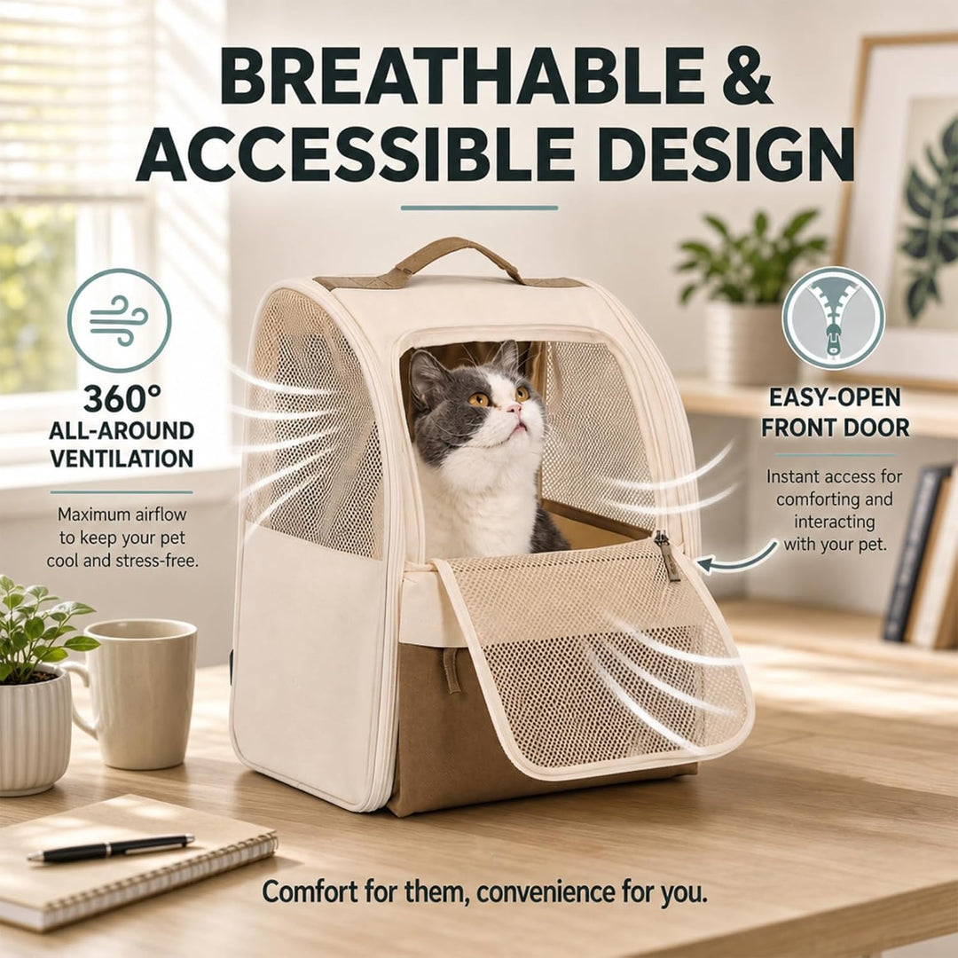 Katzenrucksack Hunderucksack für Kleine Haustiere 2-8kg, 600D Verschleissfestes Oxford-Gewebe, Atmun
