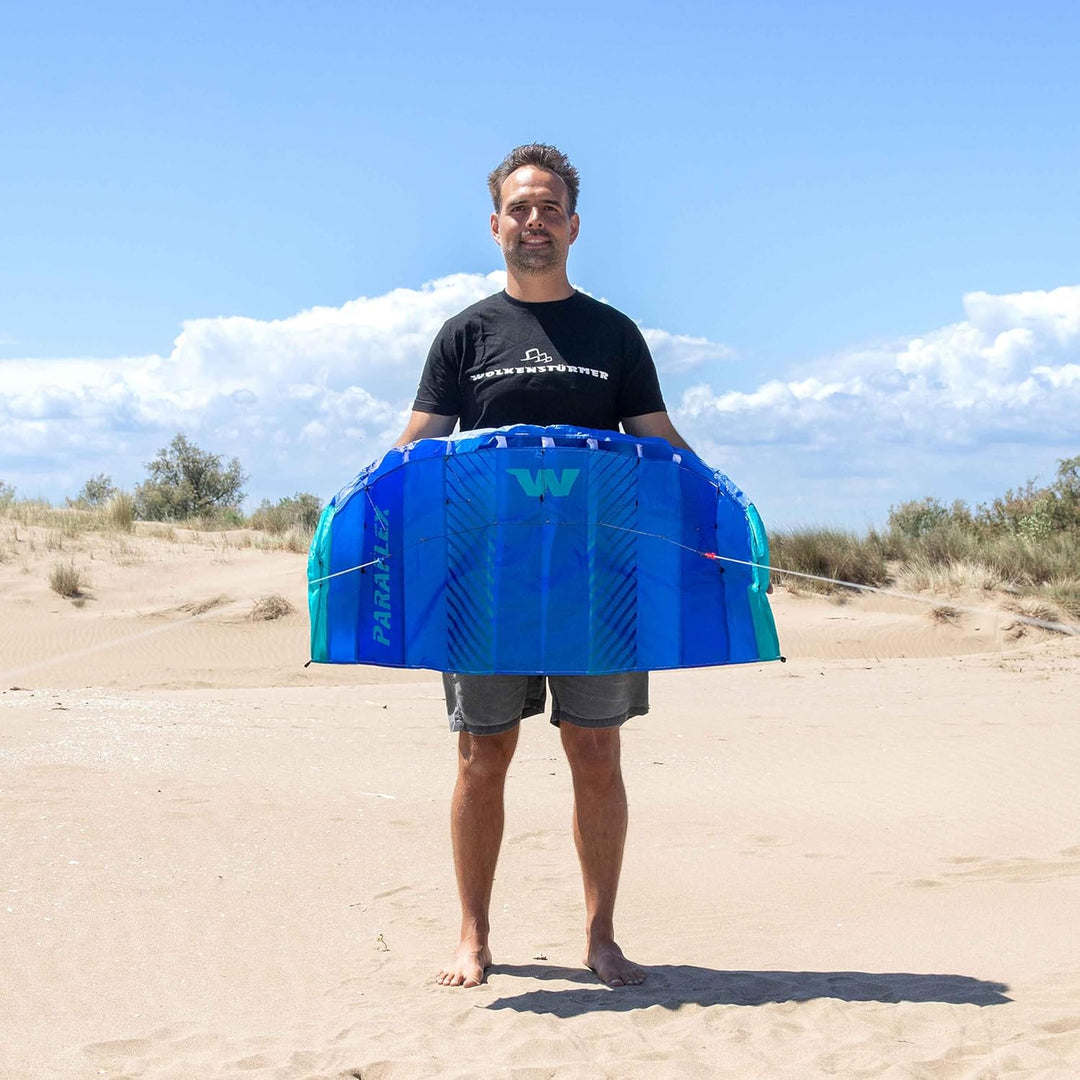 Wolkenstürmer Paraflex Basic Lenkmatte 1.2 (blau-türkis) - Kleiner Kite für Kinder ab 6 Jahre - Lenk