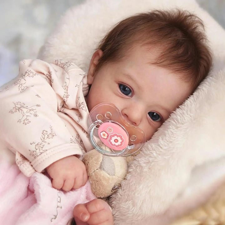 Zero pam Reborn Baby Puppe Lebensecht Mädchen Offene Augen, 48CM Realistische Babypuppe Weichkörper,