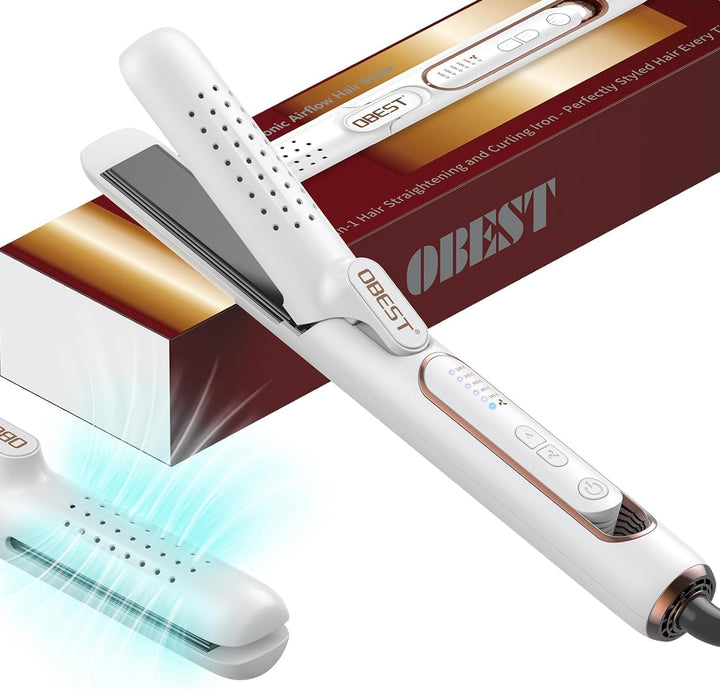 OBEST Airflow Curler Haarglätter und Lockenstab 2 in 1, Glätteisen Lockenstab, 30s Schnellaufheizung
