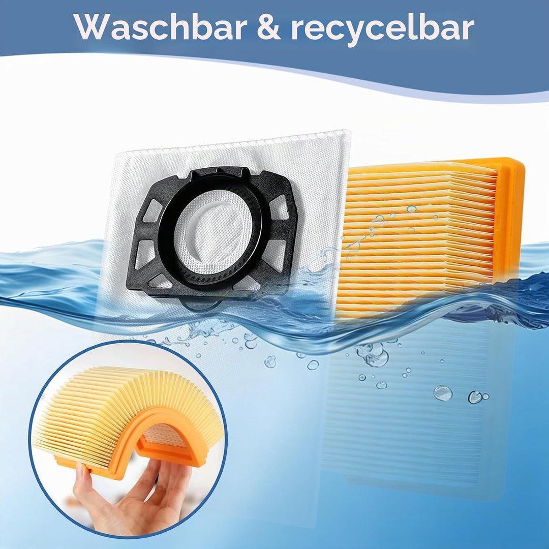 6 Staubsaugerbeutel mit 2 Filter für Kärcher WD6 WD5 WD4 WD5P WD6P MV4 MV5 MV6 Staubsauger KFI 487 u