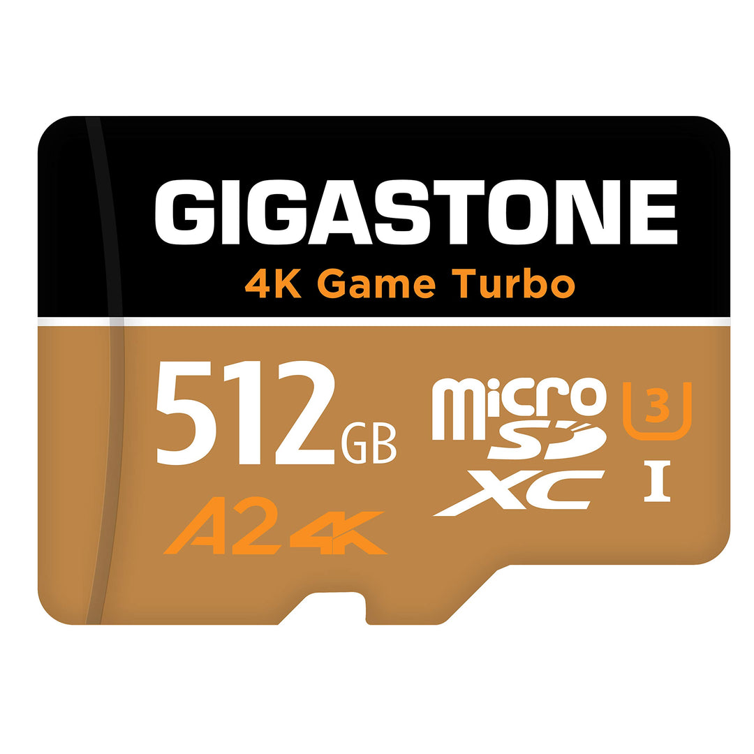 Gigastone 4K Game Turbo 512GB MicroSDXC Speicherkarte und SD Adapter mit A2 App-Leistung bis zu 100/