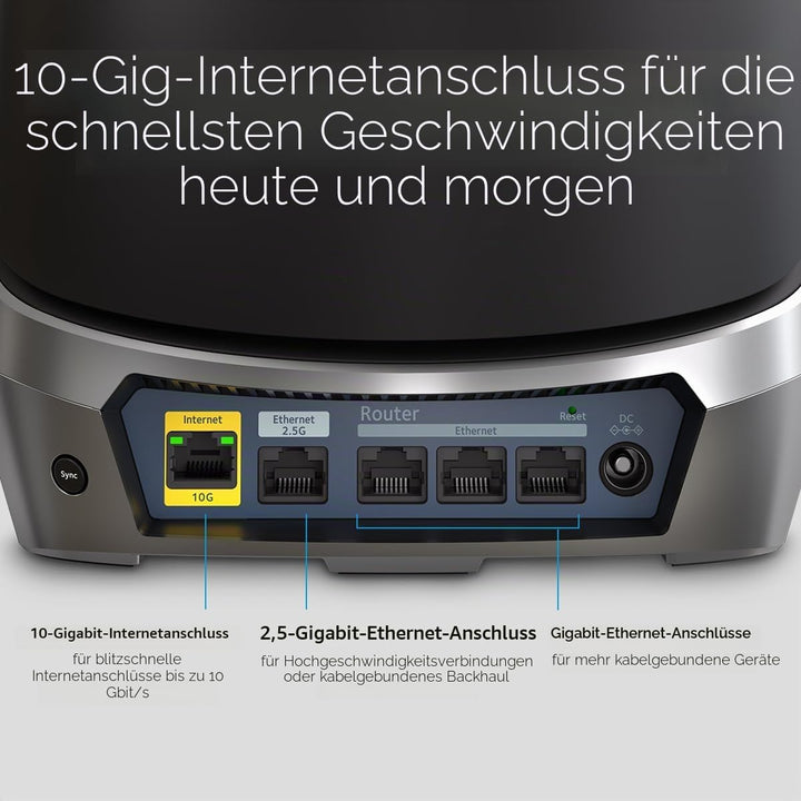 NETGEAR Orbi WiFi 6E Mesh Quad-Band WLAN System (RBKE963B) | WiFi 6E Router mit 2 Satelliten | Abdec