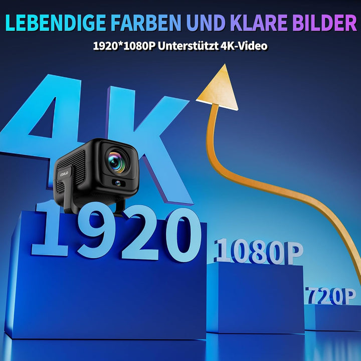 Beamer 4K Projektor Native 1080P [ Autofokus & 2026 Upgraded ] Mini Beamer Mit 5G WiFi 6 und BT 5.4