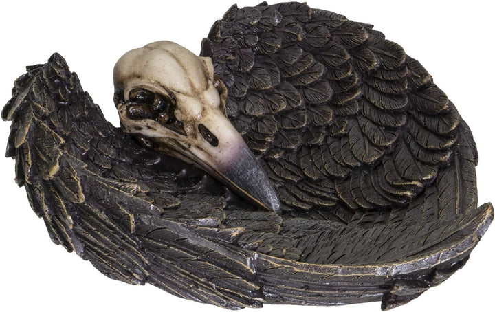 Pacific Giftware Undead Cross Winged Raven Skull Decorative Gothic Harz Dish