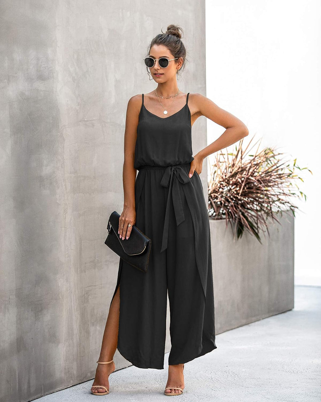 ASOMI Jumpsuit Damen Sommer Lang: Sexy Cocktail Elegant Mode Gürtel Overall Hochzeit Hawaii Urlaub S