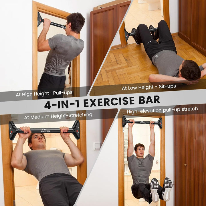 Pameil Klimmzugstange Türrahmen, Pull Up Bar Tragkraft bis 200 Kg, Reckstange Ohne Schrauben 75-94cm