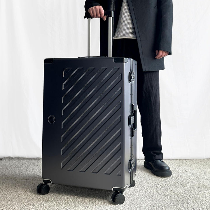JLY Koffer gross 28 Zoll aus Polycarbonat, 4 Doppelrollen, Anthrazit | Ohne Reissverschluss, 2 TSA-S