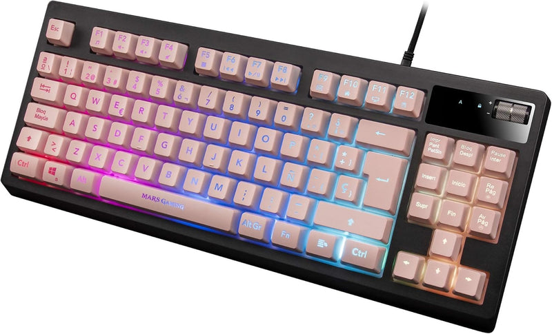 Mars Gaming MKAXPES Kompakttastatur TKL H-Mech, RGB-Beleuchtung 9 Effekten, Gel-Handballenauflage, P