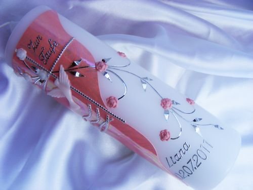 kerzenzauber-lusine VT-03 Tauf-/Kommunionkerzen für Jungen oder Mädchen 250/70 mm inklusive Zubehör