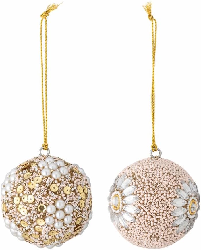 Bloomingville Eleanore Ornament, Glas, Rose, Ø7,5 cm, Set of 2 Ø7,5 cm, Set of 2 Rose, Ø7,5 cm, Set