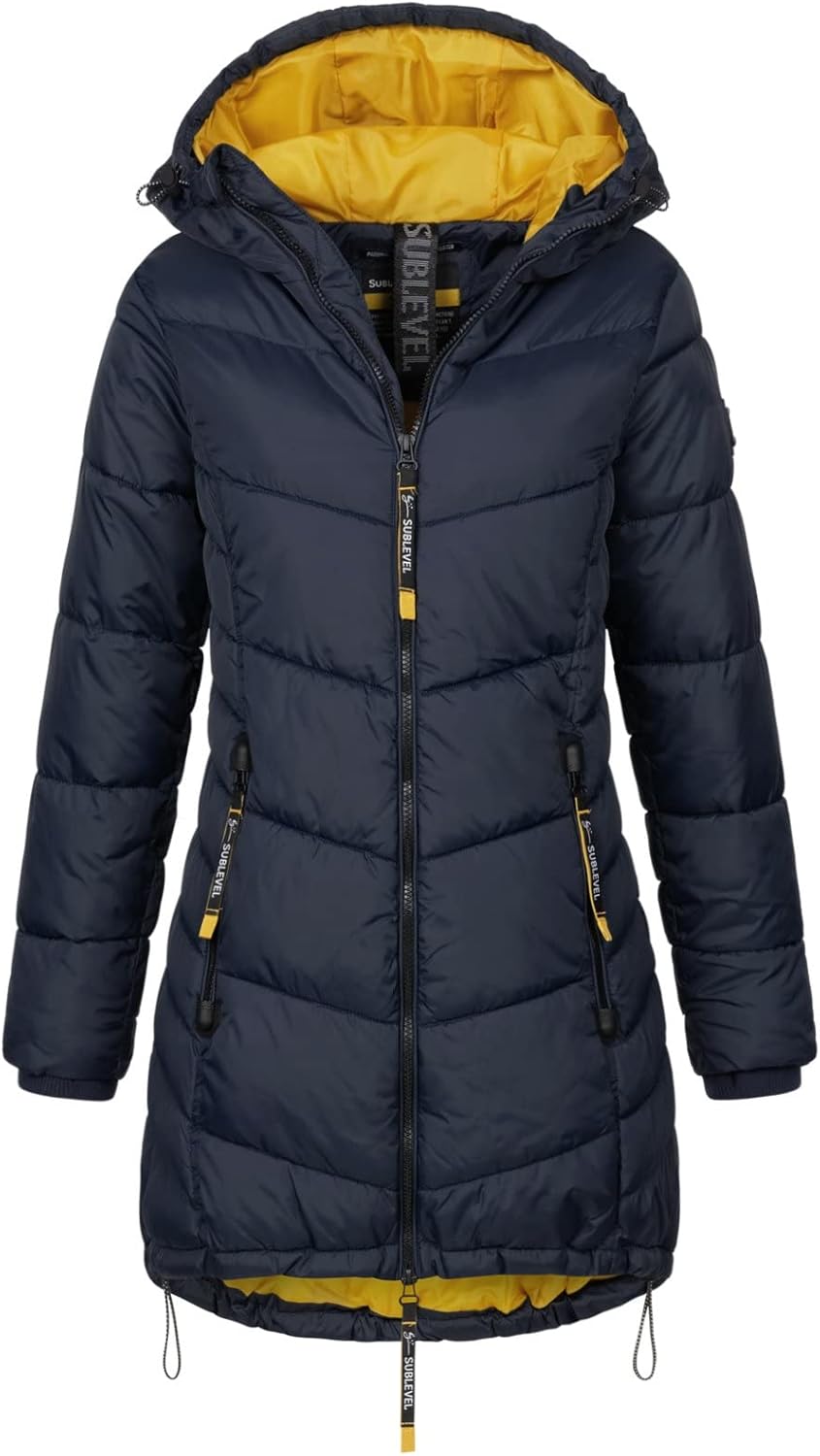 Sublevel Damen Jacke Steppmantel LSL-412 mit gefütterter Kapuze M inkwell blue, M inkwell blue