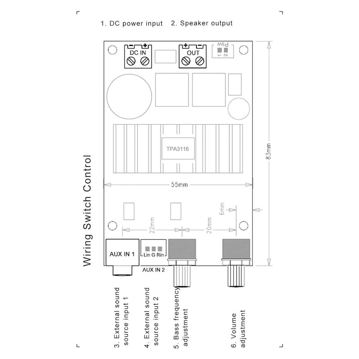 Bewinner Digitale Verstärkerplatine, TPA3116D2 Professionelle Leistungsverstärkerplatine, Subwoofer