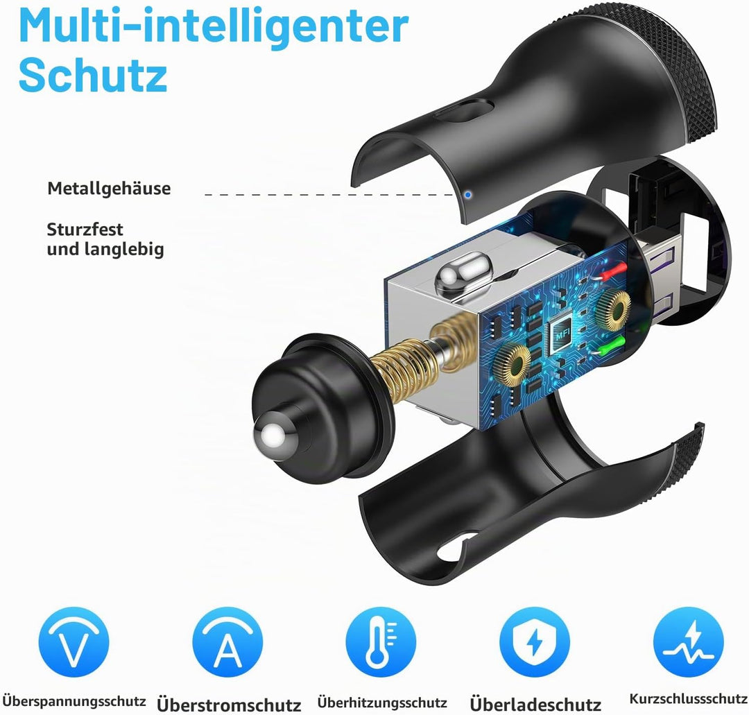 67W Zigarettenanzünder USB Ladegerät für Xiaomi Turbo Charge,USB Kfz Ladegerät Autoladegerät Dualpor
