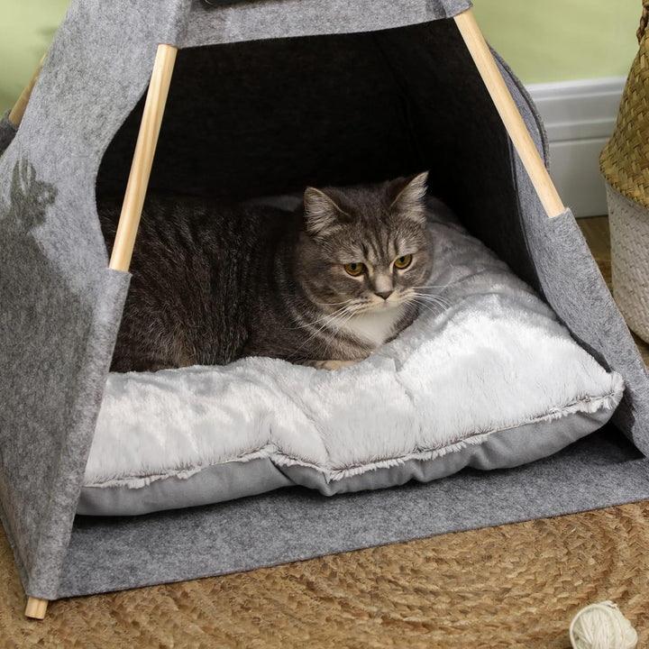 PawHut Haustierzelt Katzenhaus Hundezelt Katzenbett Katzenzelt mit weichem Kissen Plüsch Filz maschi