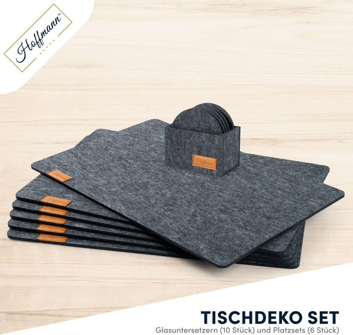 Hoffmann 6er Tischset aus Filz mit Platzsets und Untersetzern I Filzuntersetzer, Platzdeckchen für T