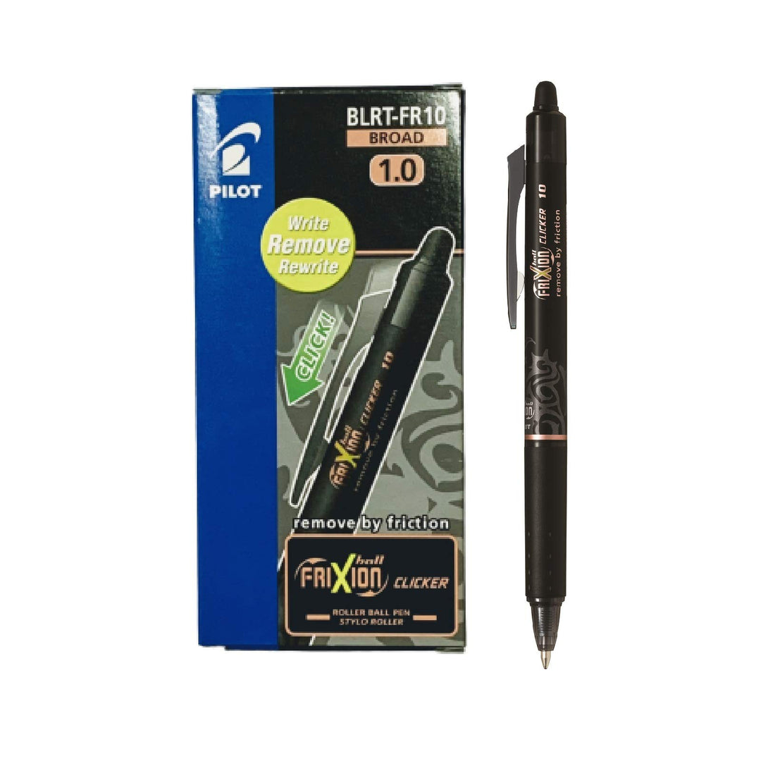 Pilot Frixion Clicker Gelschreiber (einziehbarer Gelschreiber, Schwarz, Kunststoff, stark, Kautschuk
