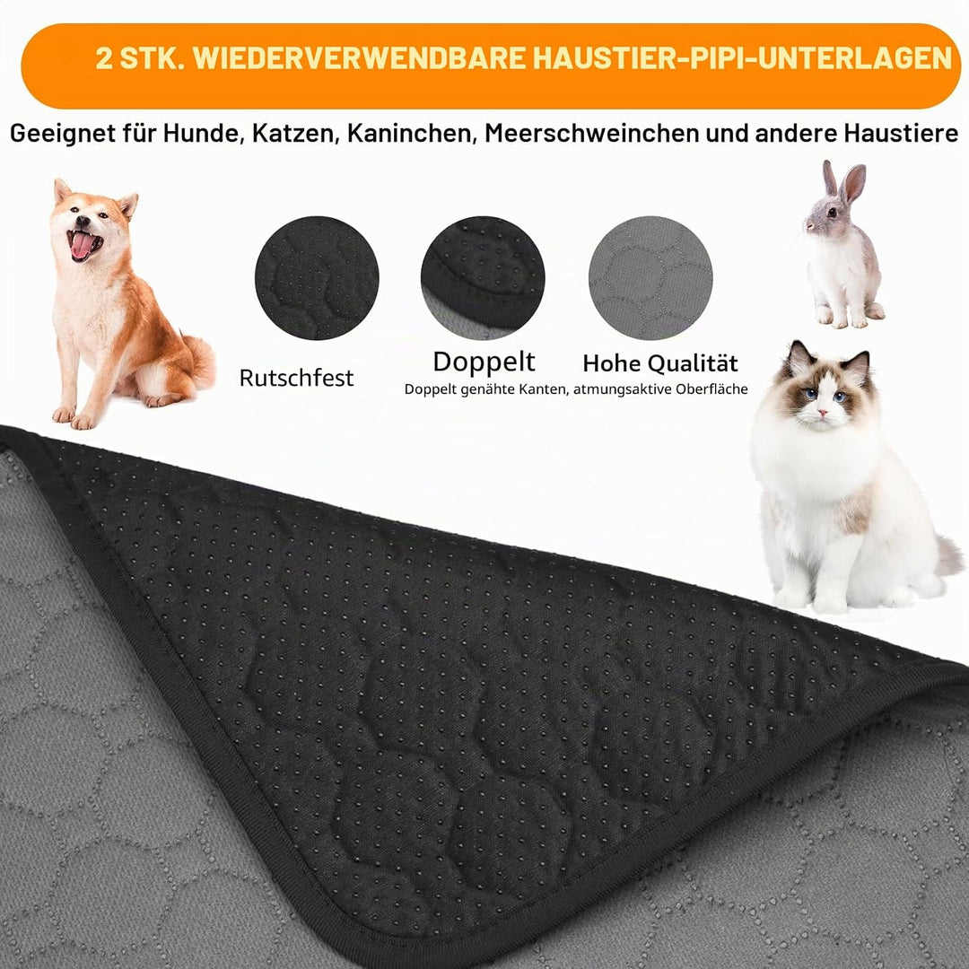 2 Stück waschbare Hunde Pee Pads wasserdichte Wiederverwendbare Pet Training Pads grosser Absorption