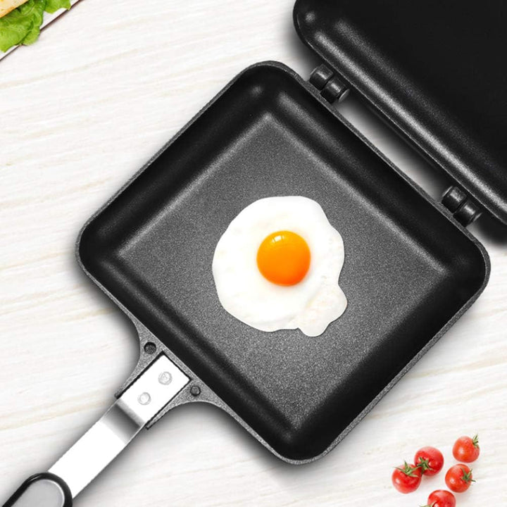16 x 14 cm quadratische Bratpfanne Doppelseitiger Sandwichmaker Antihaft Kochpfanne Pfannkuchenpfann
