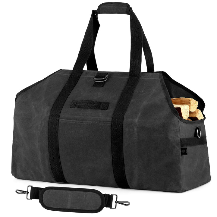 kaminholztasche Kaminholz Holzkorb Tragetasche Brennholztasche Kaminholzträger gewachstes Segeltuch