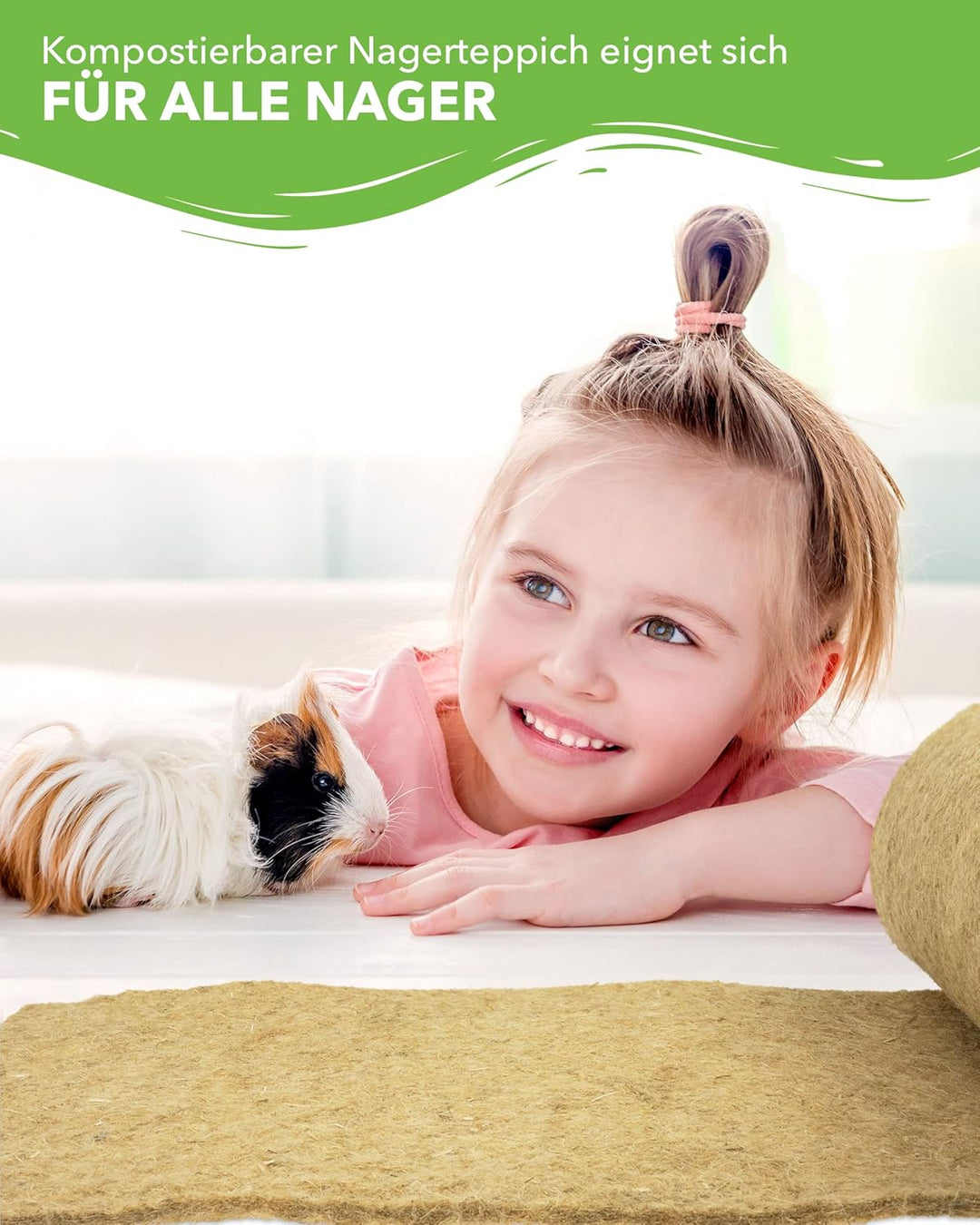 Nagerteppich aus 100% Hanf, 120 x 50cm, 5mm dick, Hanfteppich für alle Kleintiere, Hanfmatte Nagerma