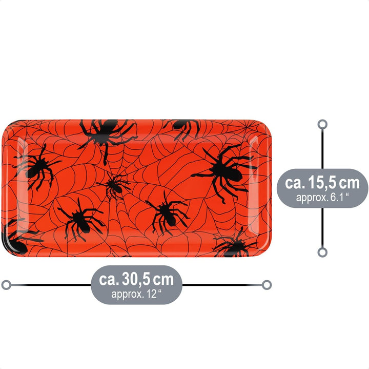 com-four® 15x Dekoteller Halloween - hochwertige, wiederverwendbare Kunststoffteller im Spinnen- und
