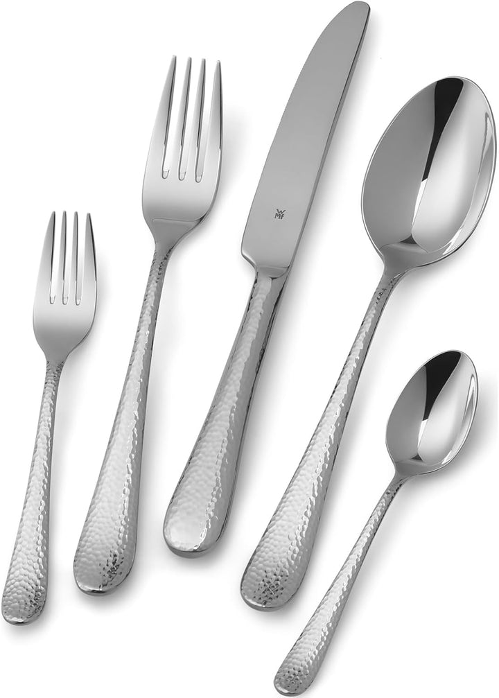 WMF Sitello Besteck Set 6 Personen, Cromargan, Essbesteck Set 30 teilig, Monobloc-Messer, Cromargan