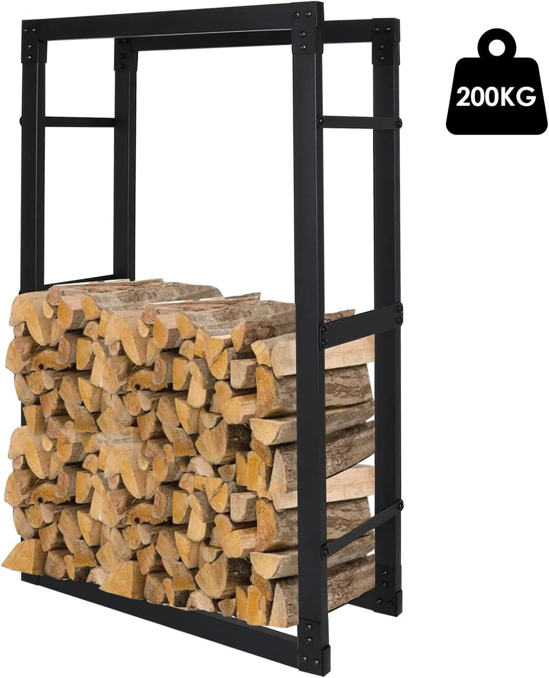 Fiqops Kaminholzregal Feuerholzregal Kaminholzhalter In 8 Grössen Aus Schwarzem Metall Anti-Rost Kam