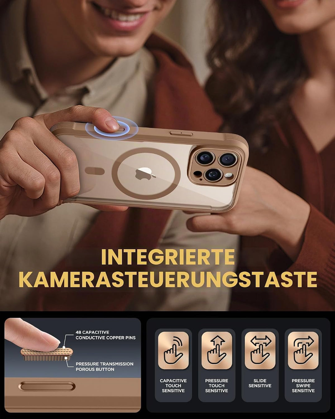 Miracase 360 Grad für iPhone 16 Pro Max Hülle mit Magsafe, Eingebaut Glas Schutzfolie, Komplettschut
