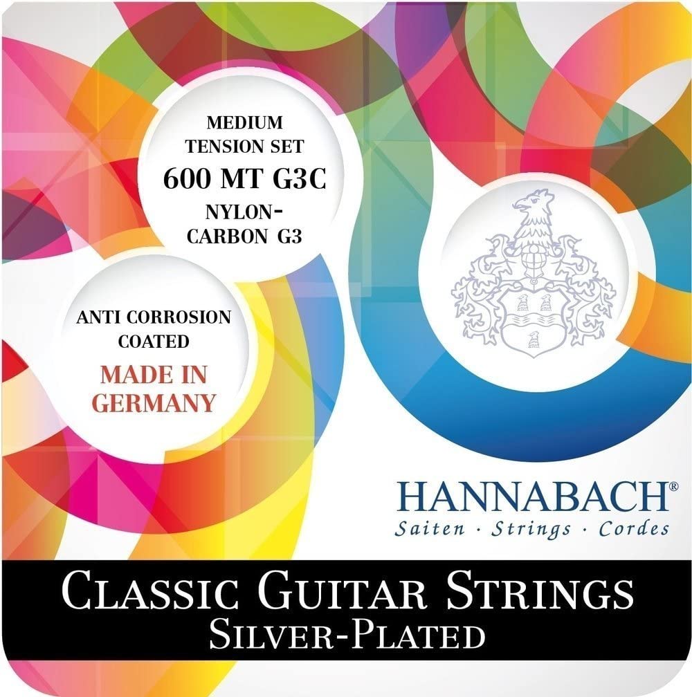 Hannabach Klassikgitarre-Saiten Satz 600 G3C G3 CARBON Medium Tension, 600MTG3C Medium G3 Carbon, Me