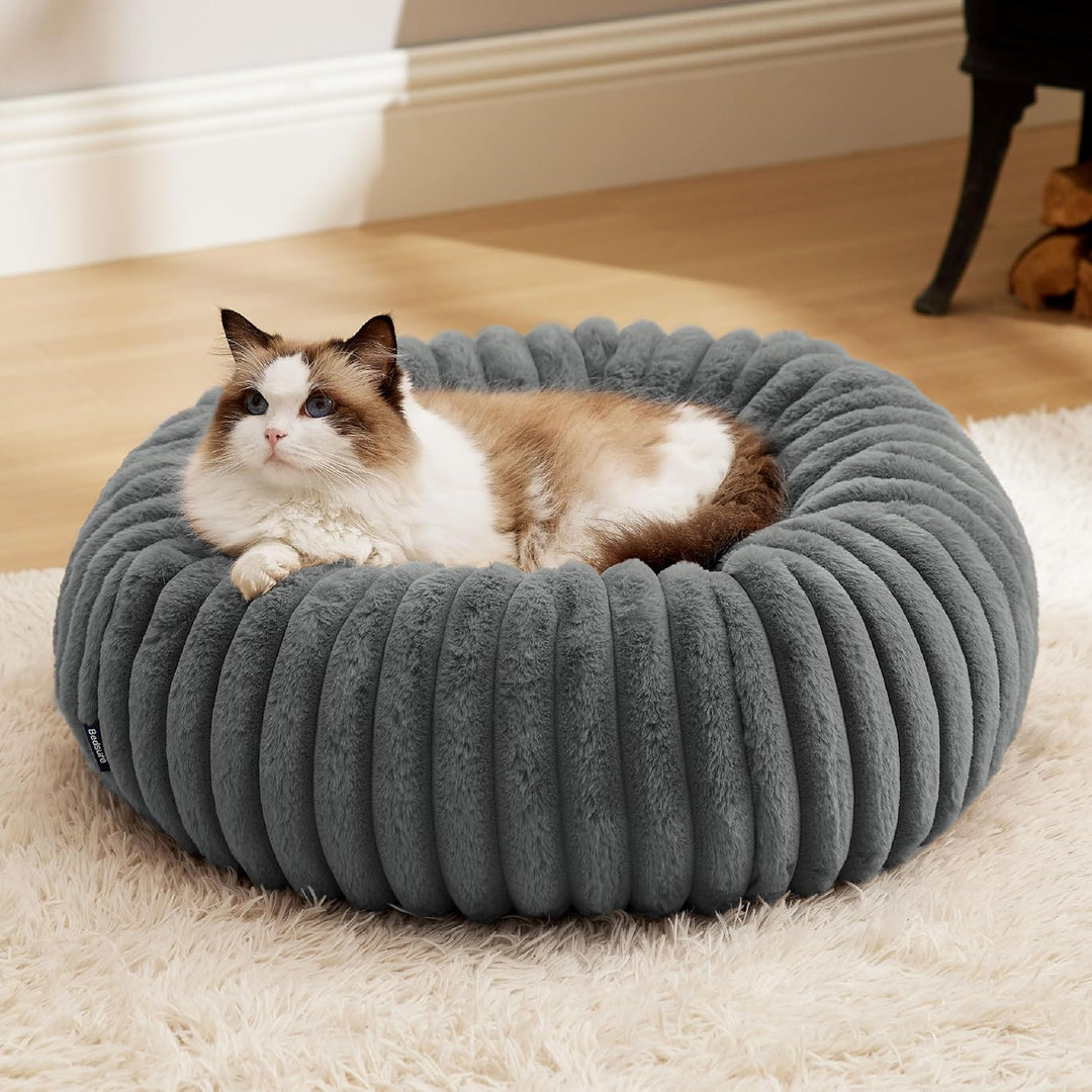 BEDSURE orthopädisches Katzen Bettchen - Flauschiges Donut 51x51x15cm rundes Katzensofa mit waschbar