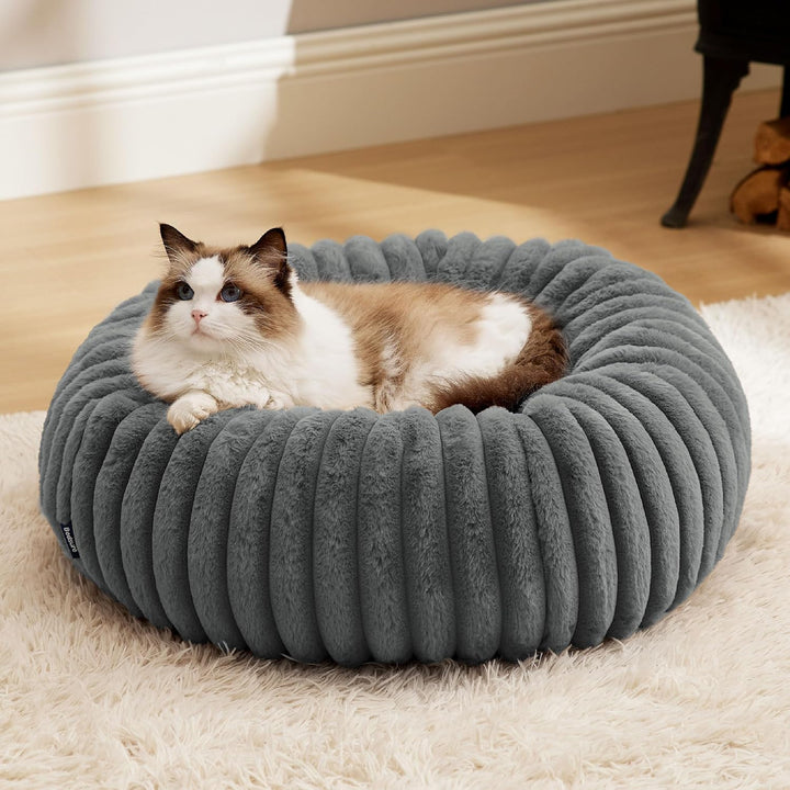 BEDSURE orthopädisches Katzen Bettchen - Flauschiges Donut 51x51x15cm rundes Katzensofa mit waschbar