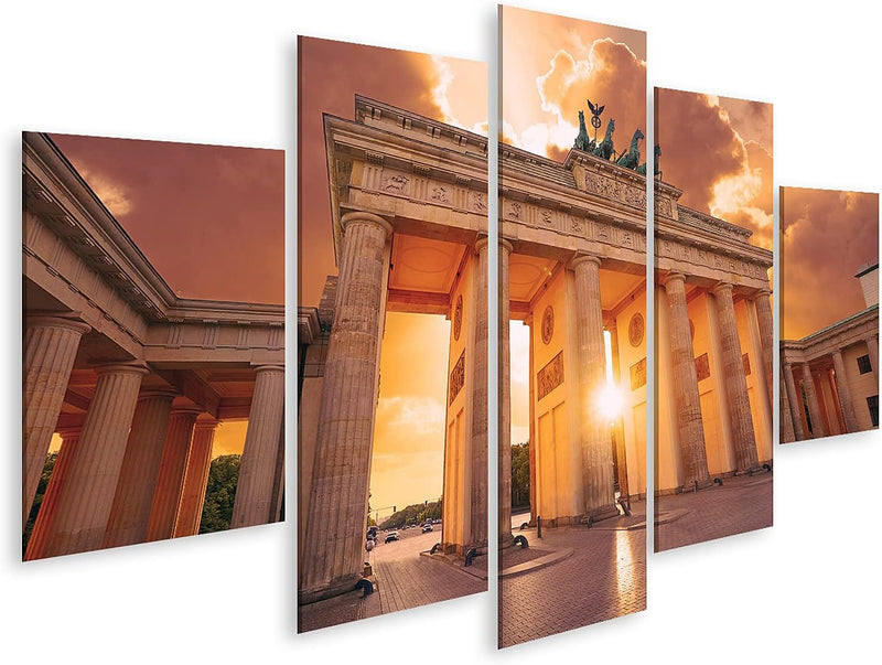 islandburner Bild auf Leinwand Berlin Brandenburger Tor Sonnenuntergang Bilder Wandbilder Poster Lei