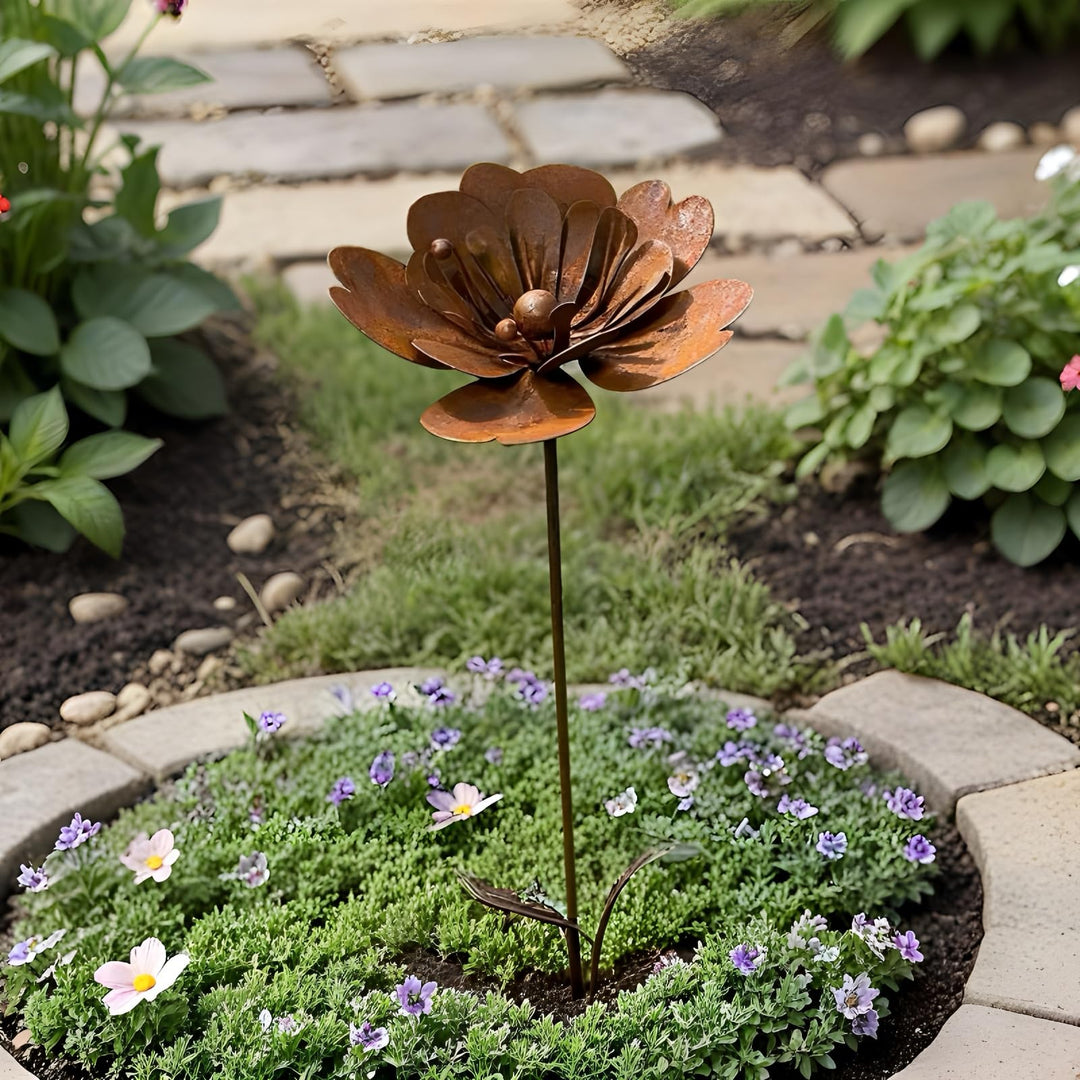 Gartendeko Set Rost Deko für Rostige Gartendeko Cortenstahl Gartenstecker rost Metall Blume Mohn Ran