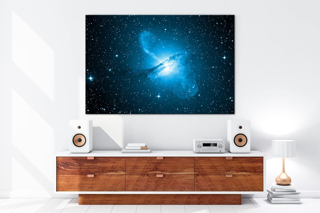 deyoli Dark gigantische Galaxie Format 80x60 Effekt: Monocrome Blau als Leinwandbild, Motiv fertig g