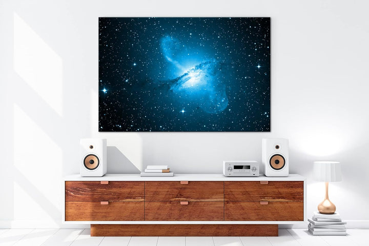 deyoli Dark gigantische Galaxie Format 80x60 Effekt: Monocrome Blau als Leinwandbild, Motiv fertig g