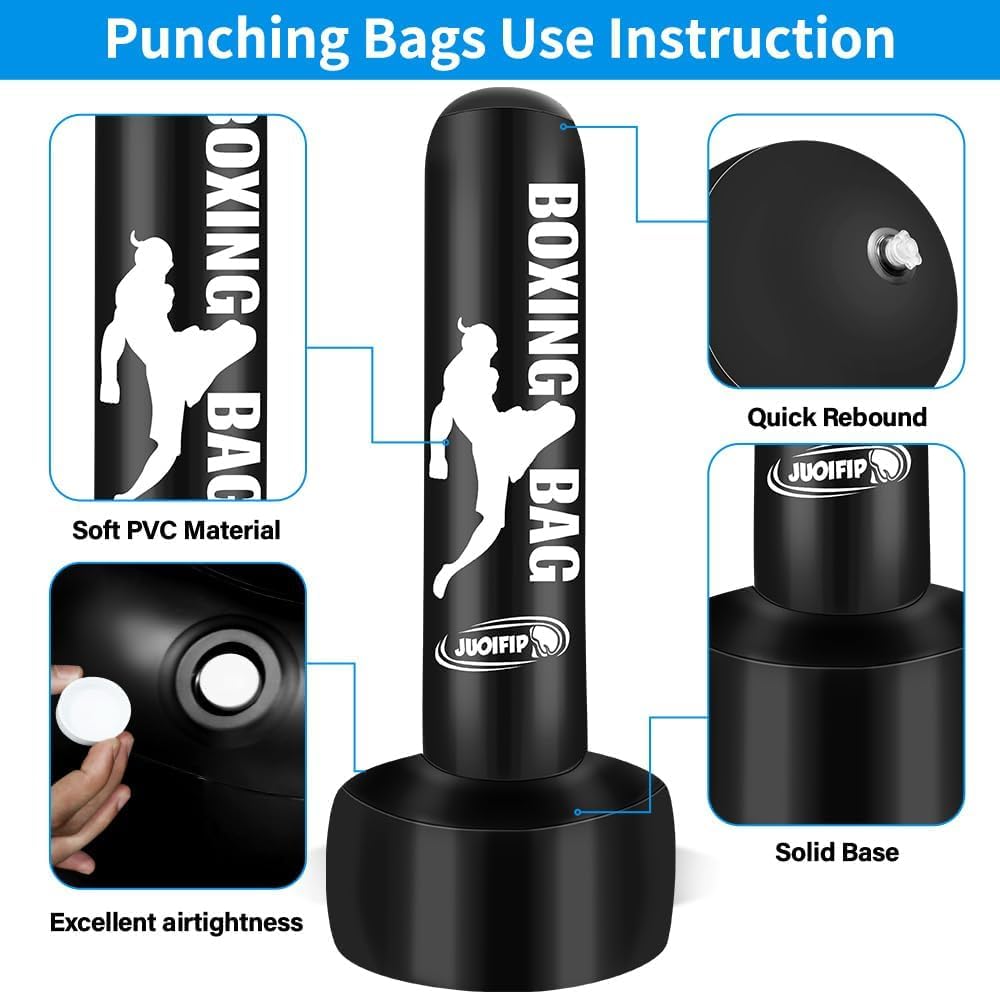 YORWHIN Boxsack Erwachsene 180cm, Aufblasbare Boxsack Stehend Freistehende Kickboxsäcke Ausrüstung f