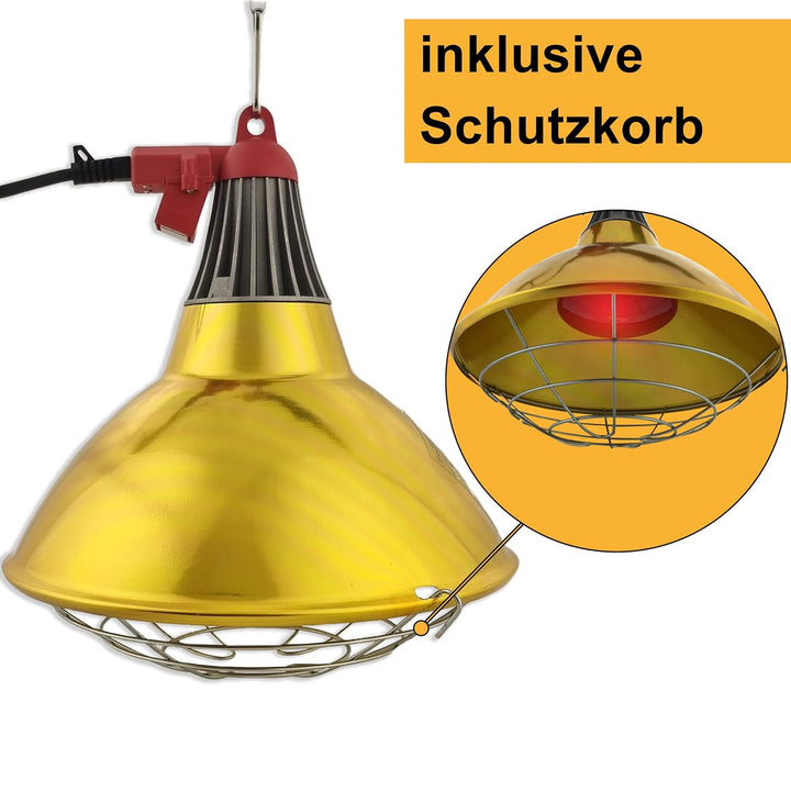 XXL Wärmestrahler 30 ⌀ Durchmesser mit Sparschalter | 5 meter Kabel mit Infrarotlampe | Set 150 W Ro