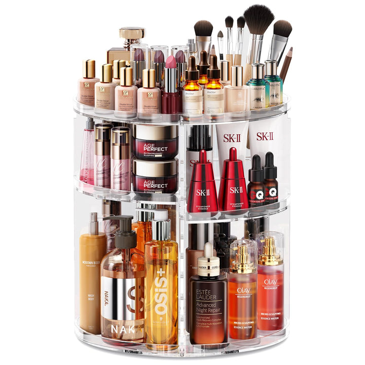 Auxmir Make Up Organizer, Schminktisch Organizer, 360° Drehung Kosmetische Aufbewahrungsbox, Kosmeti