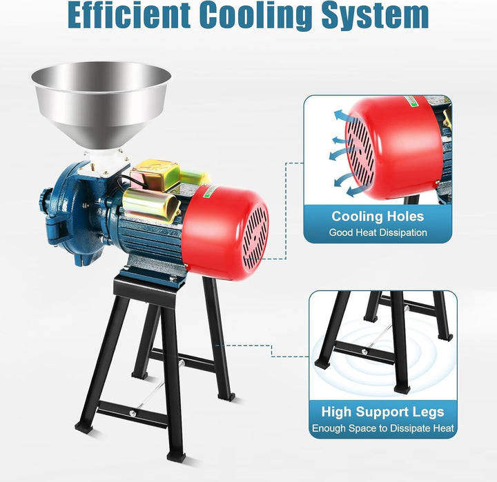 Elektrische Getreidemühle Gewürzmühlen, 2.2KW 40-60 Maschen Kommerzielle Maismühle mit Trichter, Pul