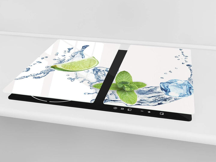 Küchenbrett aus Hartglas und Induktionskochplattenabdeckung – Schneideplatten SINGLE mit 60 x 52 cm