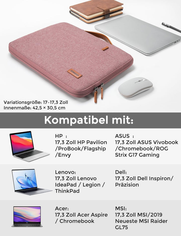 DOMISO 17 Zoll Wasserdicht Laptophülle Laptop Sleeve Case Notebook Hülle Tasche Schutzhülle für 17.3