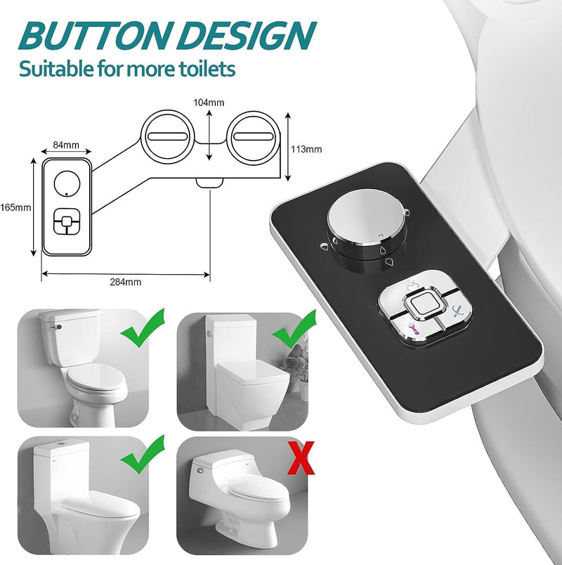 Bidet Aufsatz - SAMODRA Nicht Elektrisch Bidet Toilettenaufsatz mit Einziehbare selbstreinigende Dop