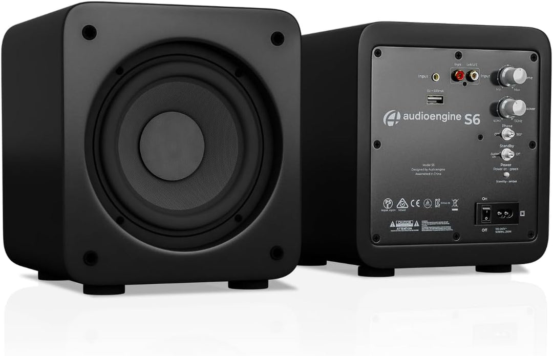 Audioengine S6 Aktiv Subwoofer 15 cm kompakte Grösse, kraftvoller Bass in einem kleinen Paket - 210