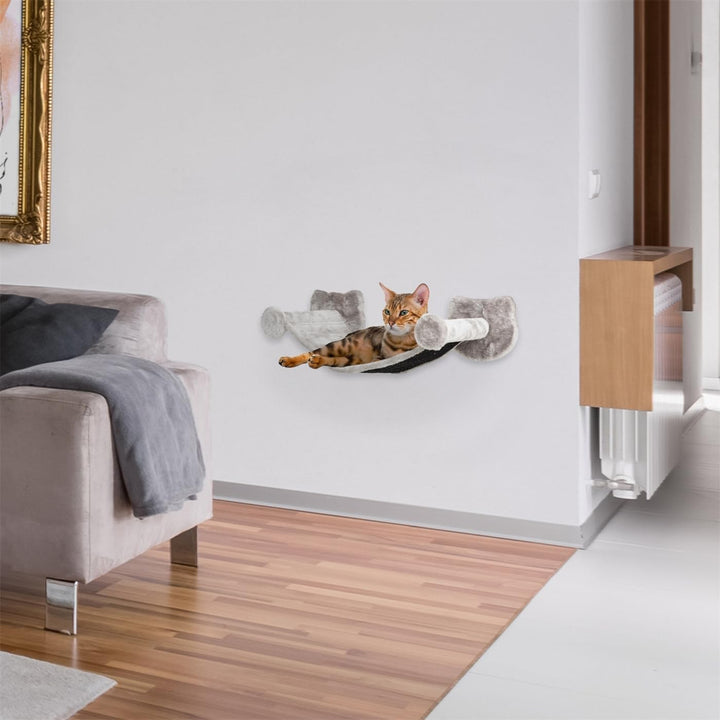 VOSS.PET Hängematte „Irma“ für Katzen, Liegematte mit Plüschstoff, zur Wandmontage