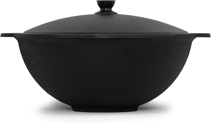 BIG-PAN Kasan Gusseisen 16L mit Aluminium Deckel flacher Boden Schaumkelle Lagan handbemalt Original